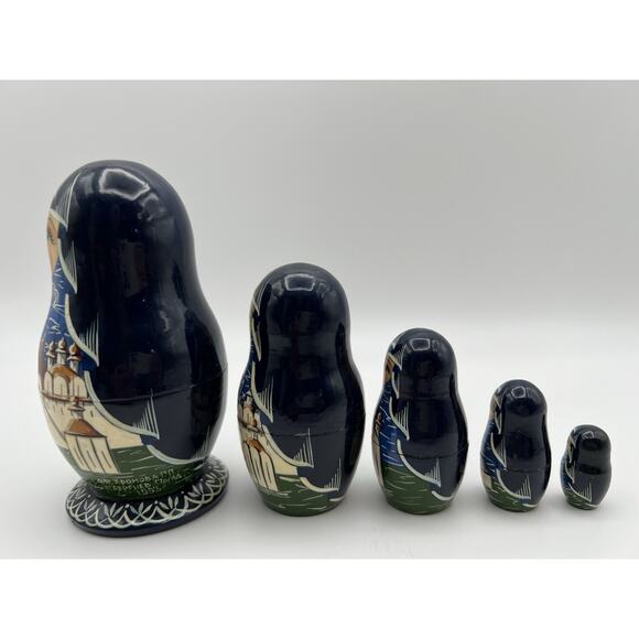 Vintage Sergiyev Posad Russian Matryoshka Nesting Dolls 5 Piece Set 5.5” Signed - Picture 4 of 7